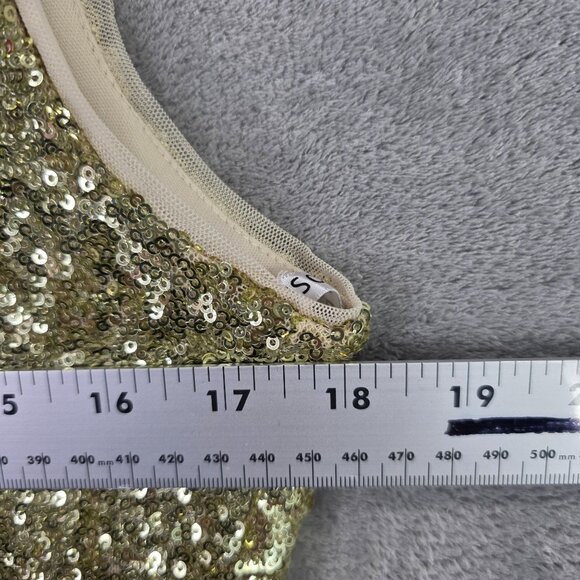 Womens Bisou Bisou Michele Bohbot Gold Sequin Sleeveless Dress V-Neck Size 14 - Picture 4 of 7